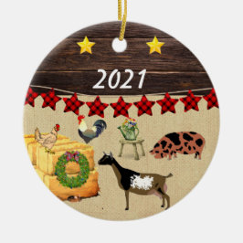 Ein Land Weihnachten Kune & Ziege Keramik Ornament