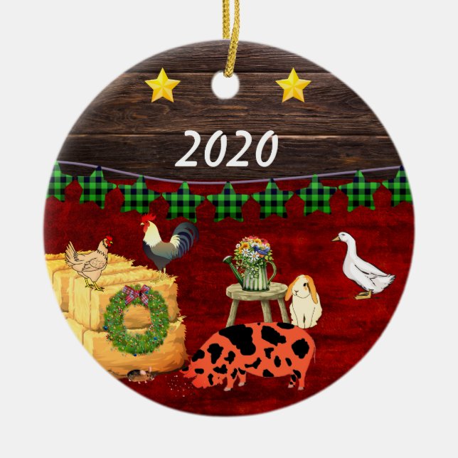 Ein Land Weihnachten KuneKune Pig Keramik Ornament (Vorne)