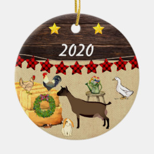 Ein Land Weihnachten Oberhasli-Ziege Keramik Ornament