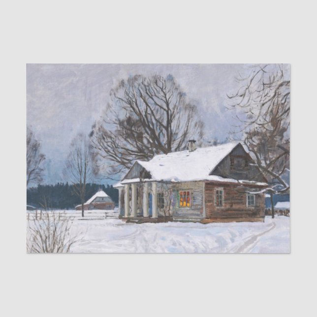 Ein Landhaus in der Abenddämmerung Seidenpapier (Vorderseite)