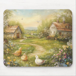 Ein ländliches Bauernhaus mit Scheune Mousepad