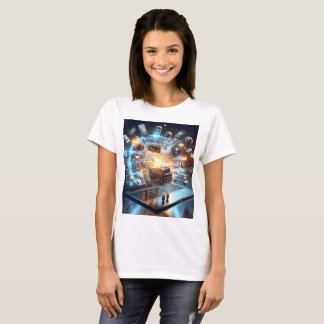 ein Laptop mit einem Einkaufswagen auf der Obersei T-Shirt