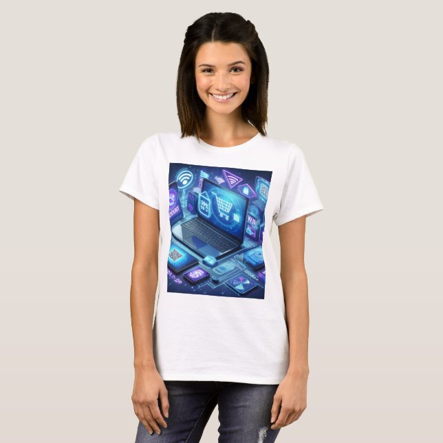 ein Laptop mit Wortermäßigung auf dem Bildschirm T-Shirt (Vorne ganz)