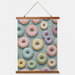 Ein Launiger Pastell-Donut-Traum Wandteppich Mit Holzrahmen