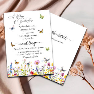 Ein Leben in Schmetterlingen auf einer Hochzeit Einladung