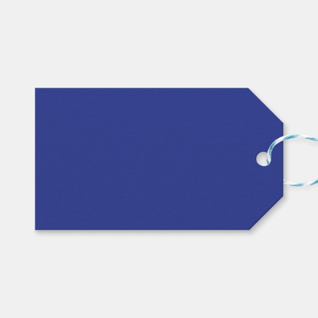 Ein lebendiger, blauer Hintergrund mit einem weiße Geschenkanhänger (Vorderseite (Horizontal))