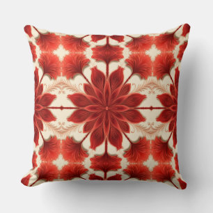 Ein lebendiger, roter Blumenmuster-Designwurf Kissen
