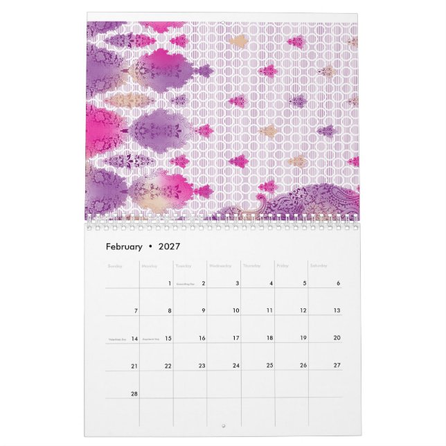 Ein lebendiges Design, das durch eine Mischung aus Kalender (Feb 2027)