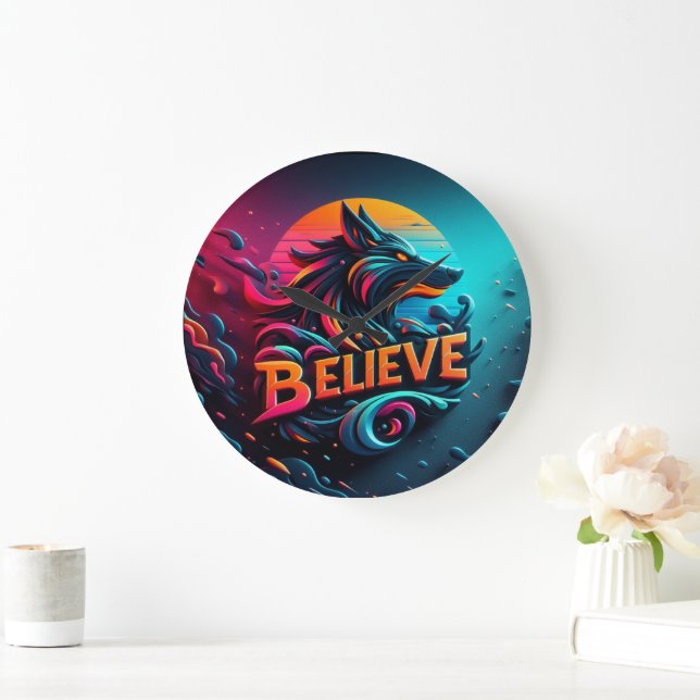 Ein lebendiges digitales Kunstwerk mit einem stili Große Wanduhr (Zuhause)