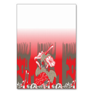 Ein lebendiges Grafikdesign mit rotem, gemustertem Tischnummer