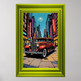 Ein lebendiges Kunstwerk im Retro-Stil mit einem k Poster
