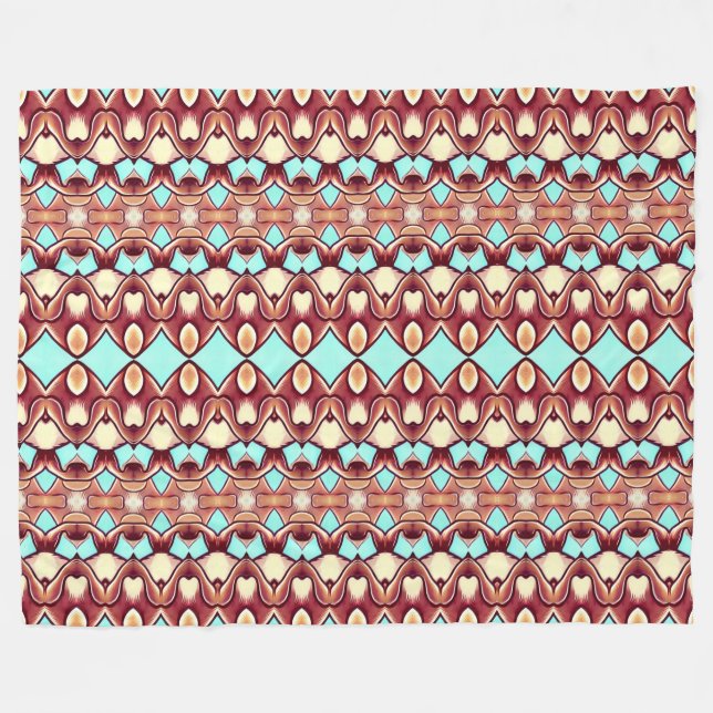 Ein lebendiges, mehrfarbiges Stoffmuster-Design Fleecedecke (Vorderseite (Horizontal))