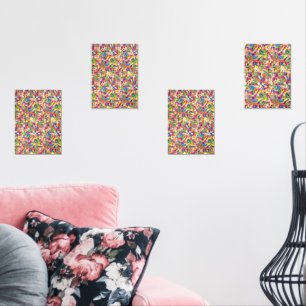 Ein lebendiges modernes Kunstwerk mit rosa und mu Bilderwand Sets