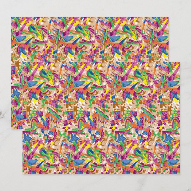 Ein lebendiges modernes Kunstwerk mit rosa und mu Einladung (Vorne/Hinten)