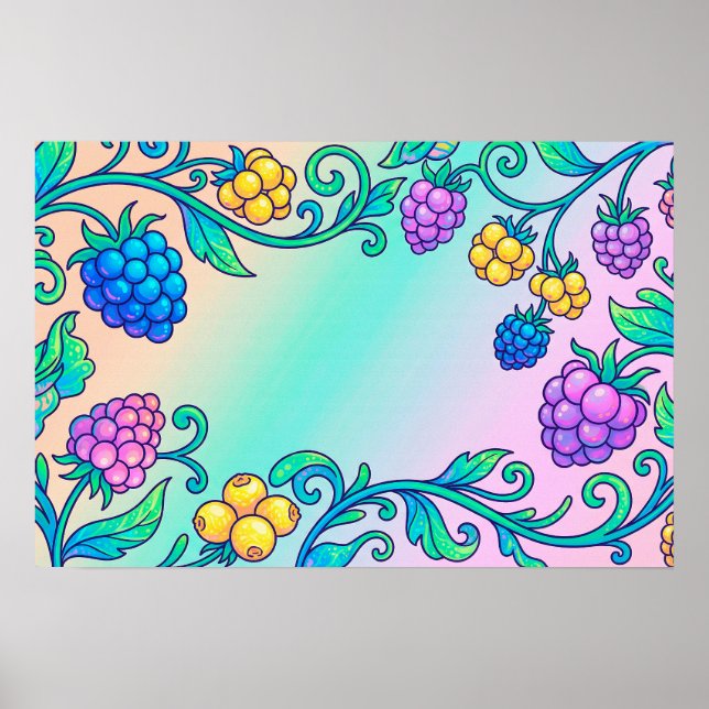 Ein lebendiges psychedelisches Beerenmuster  Poster (Vorne)
