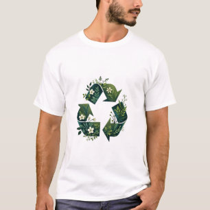 Ein lebendiges Recycelnd Symbol von Blätter, Blume T-Shirt