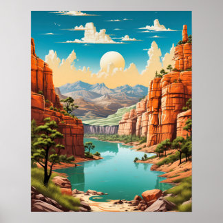 Ein lebendiges Retro Grand Canyon Art Poster