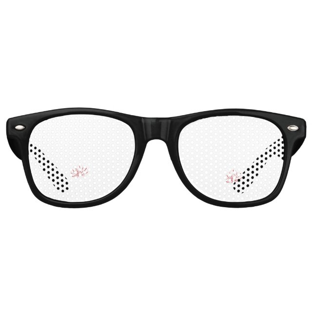 Ein lebendiges rot-schwarzes Blumendesign mit Partybrille (Vorderseite)