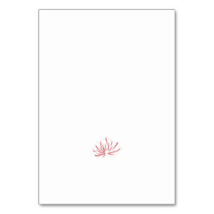 Ein lebendiges rot-schwarzes Blumendesign mit Tischnummer