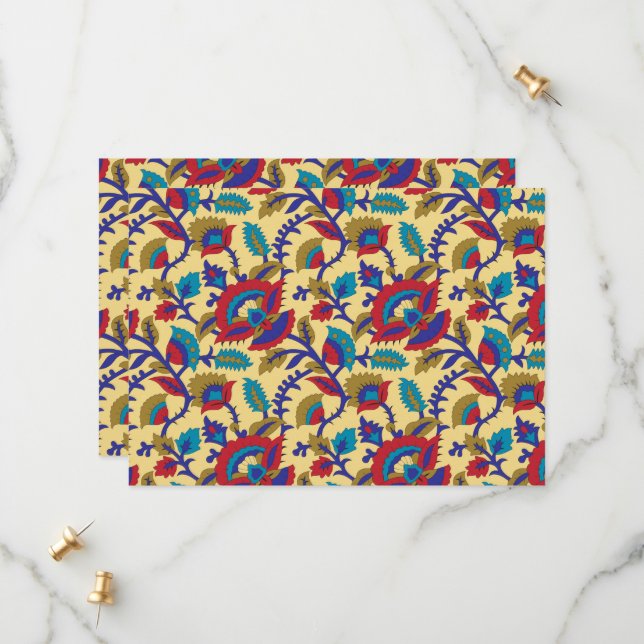 Ein lebendiges Stück Textilkunst mit fett roten Au Save The Date (Vorderseite/Rückseite Beispiel)