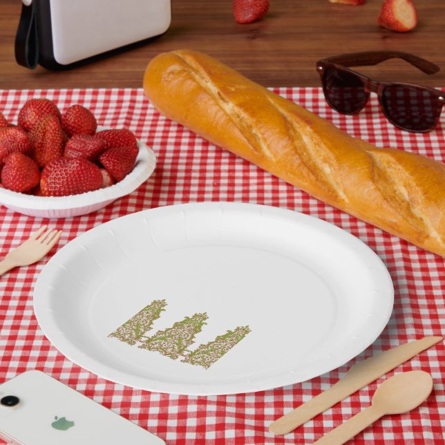 Ein lebendiges, symmetrisches Blumendesign mit Pappteller (Picknick)