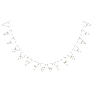 Ein lebendiges, symmetrisches Blumendesign mit Wimpelkette
