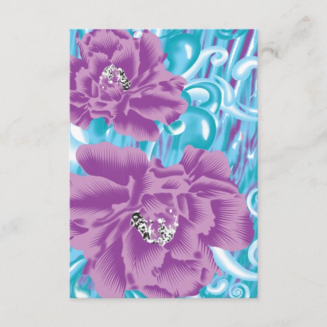 Ein lebendiges Textildesign mit lila und turq-Char Begleitkarte (Vorderseite)