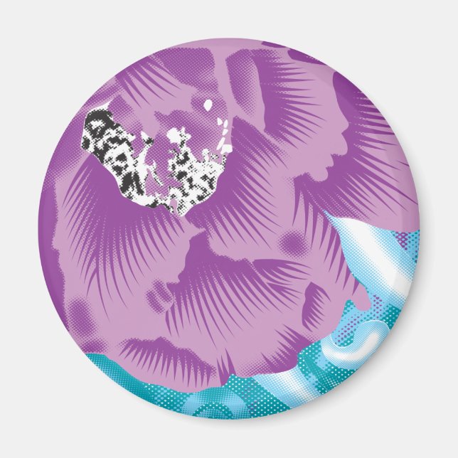 Ein lebendiges Textildesign mit lila und turq-Char Magnet (Vorne)