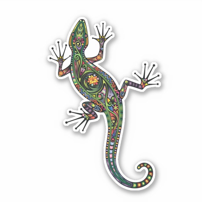 Ein lebhafter, farbenfroher Klettergecko / Eidechs Aufkleber (Vorderseite)