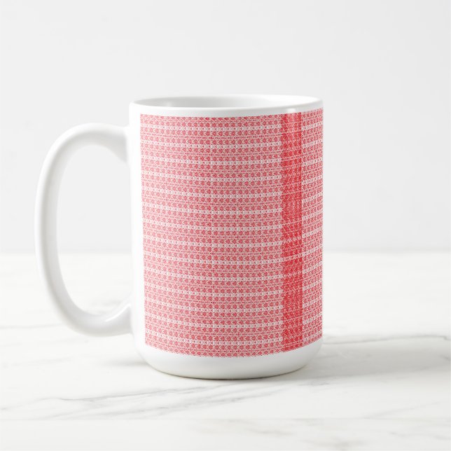 Ein lebhaftes abstraktes rot-orangefarbenes Design Kaffeetasse (Links)