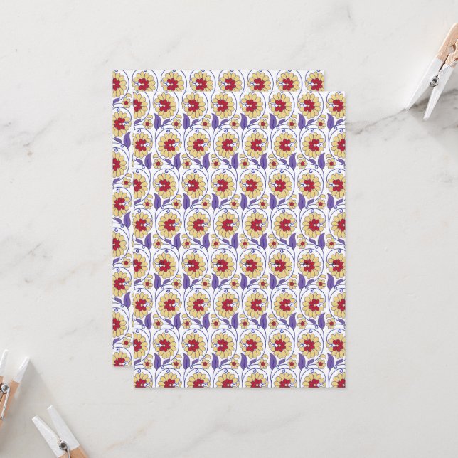 Ein lebhaftes Design mit gelbem und orangefarbenem Einladung (Vorderseite/Rückseite Beispiel)