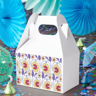 Ein lebhaftes Design mit gelbem und orangefarbenem Geschenkschachtel