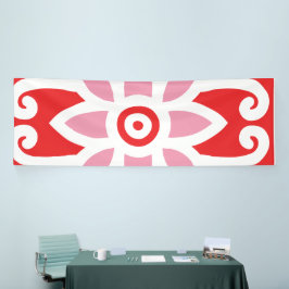 Ein lebhaftes, rot-weißes Design mit einem delikat Banner