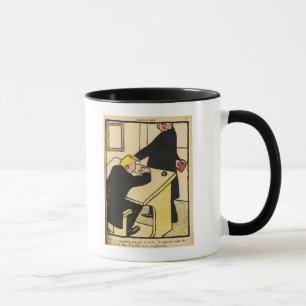 Ein Lehrer rügt seinen Schüler von den Verbreche Tasse