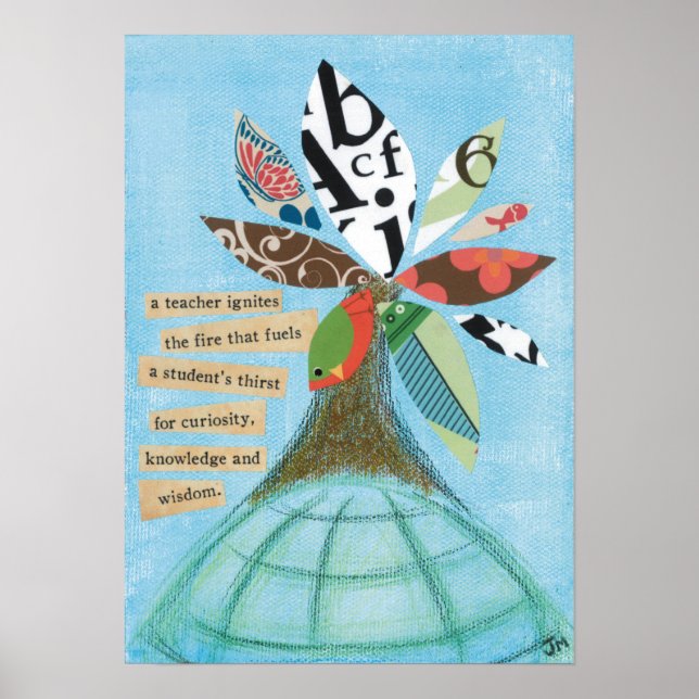 Ein Lehrer zündet das Feuerplakat an Poster (Vorne)