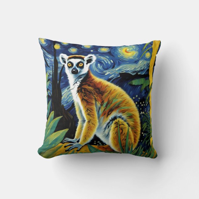 Ein Lemur in der frühen Nacht Kissen (Vorderseite)