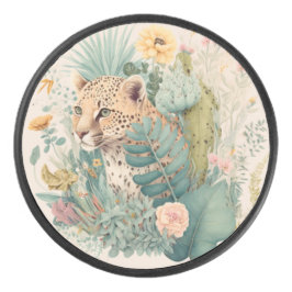 Ein Leopard hinter dem Busch-Brauch Eishockey Puck