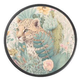 Ein Leopard hinter dem Busch-Brauch Eishockey Puck