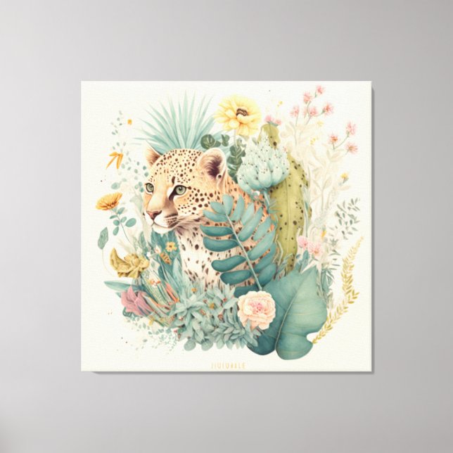 Ein Leopard hinter dem Busch-Brauch Leinwanddruck (Vorderseite)