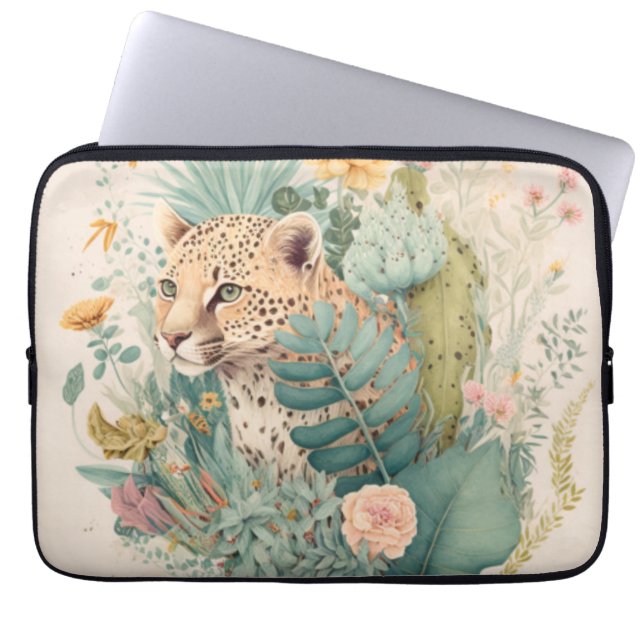 Ein Leopard hinter dem Busch Laptopschutzhülle (Vorderseite)