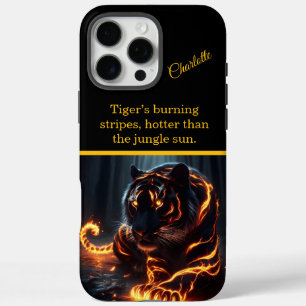Ein leuchtender Tiger brüllt nachts. iPhone 16 Pro Max Hülle