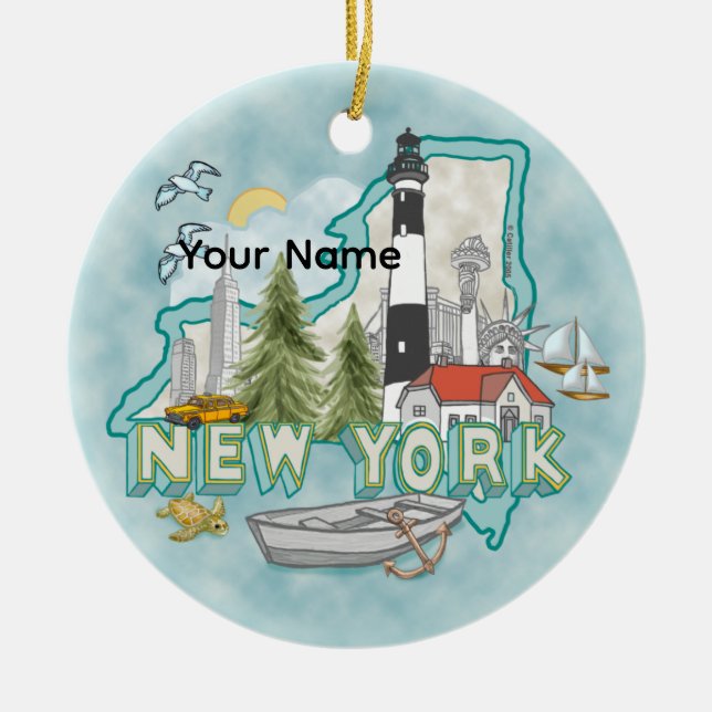 Ein Leuchtturm in New York Keramik Ornament (Vorne)