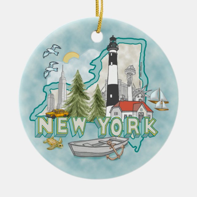 Ein Leuchtturm in New York Keramik Ornament (Vorne)
