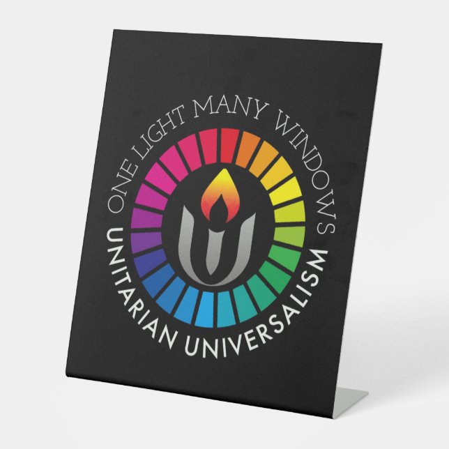 Ein Licht, viele Fenster Unitarismus Universalismu Sockelschild (Vorderseite)