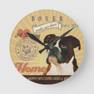 Ein liebevoller Boxer macht unser Haus-Zuhause Runde Wanduhr