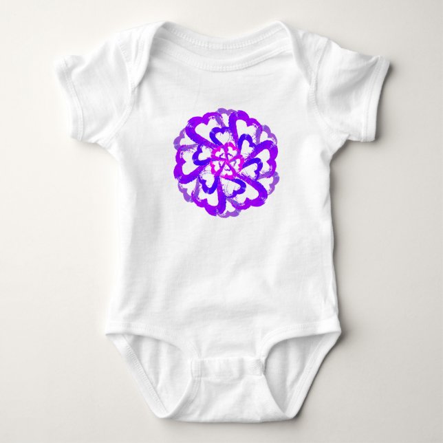 Ein Lila Blossom Herzkinderanzug Baby Strampler (Vorderseite)