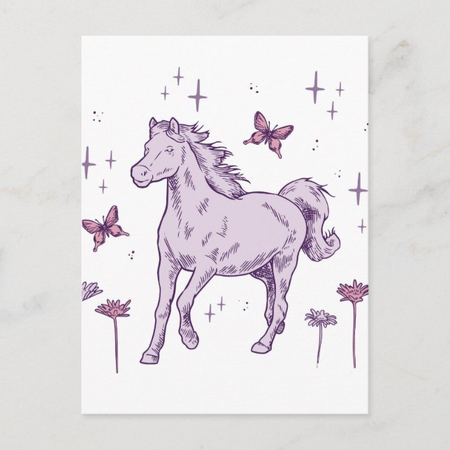 Ein lila Pferd Postkarte (Vorderseite)