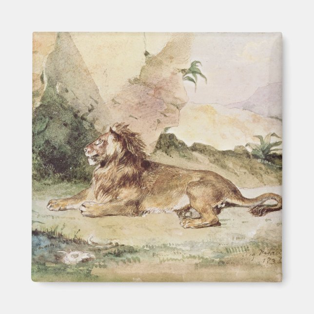 Ein Löwe in der Wüste, 1834 Magnet (Vorne)