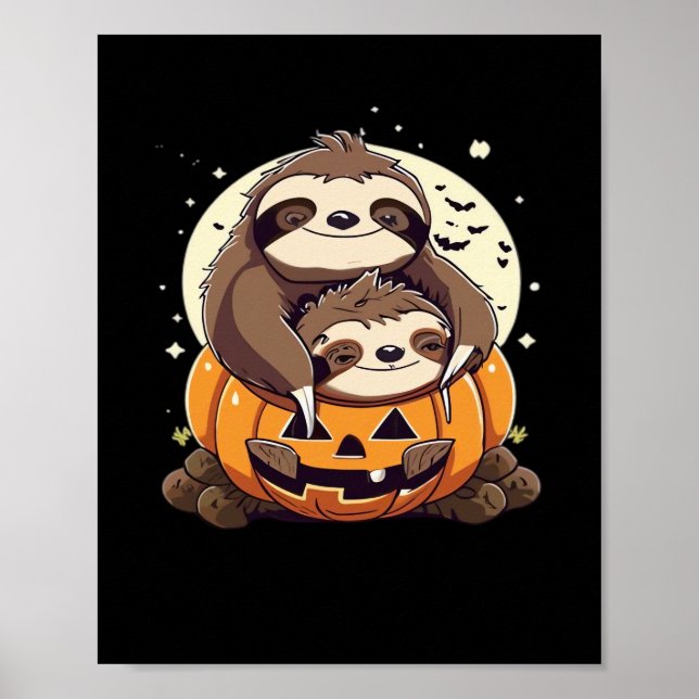 Ein lustiger Faultier feiert Halloween Essential T Poster (Vorne)