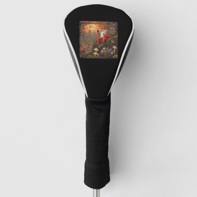 Ein lustiger Gnome, der bei Sonnenuntergang Wein t Golf Headcover (Vorderseite)